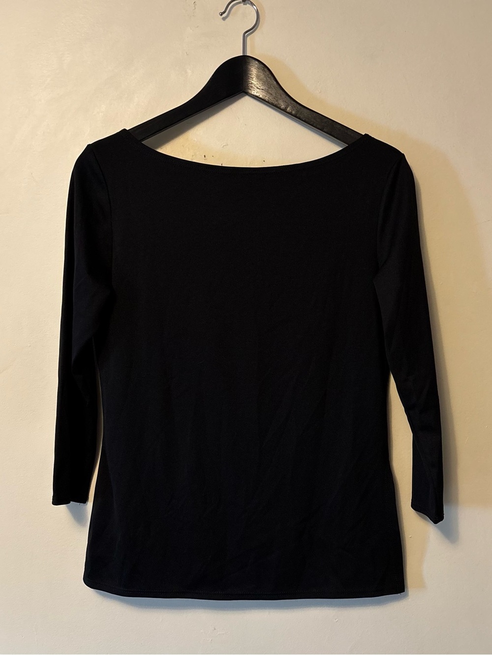 FRENCH CONNECTION Black 3/4 Sleeve Boatneck Top